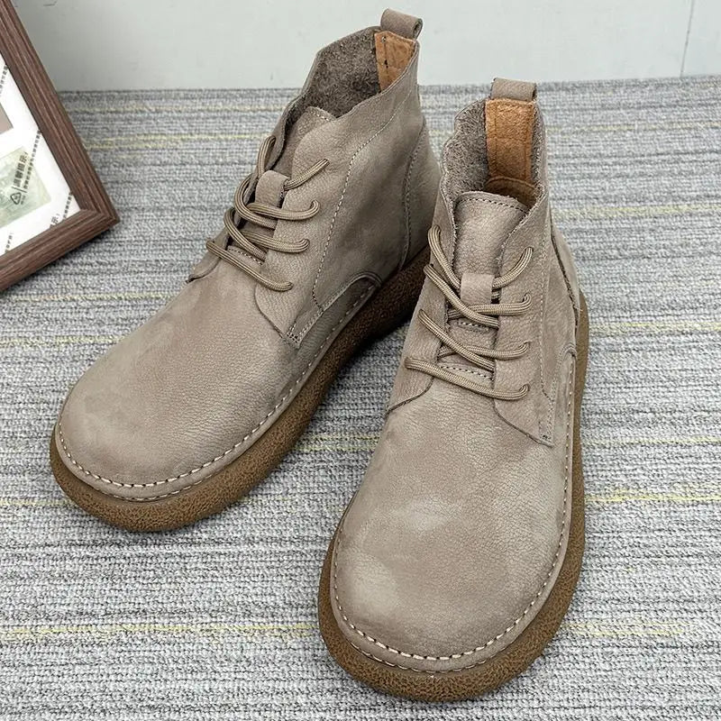 Botas Hombre Fashion High-Top - Casual Cómodas Clásicas Estilo Británico Cuero Outdoor