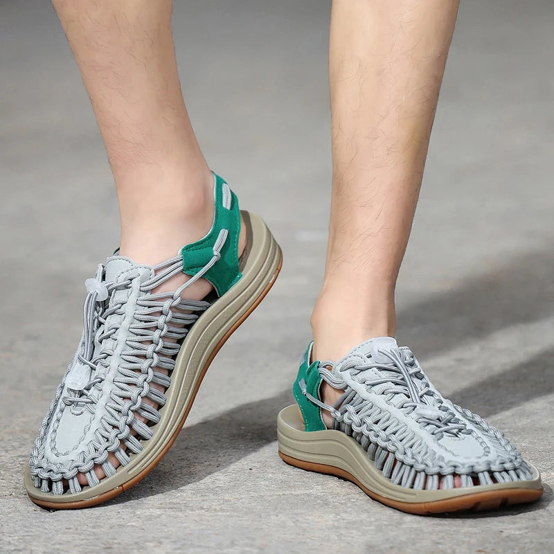 Sandalias Hombre Verano Tejidas - Outdoor Transpirables Slip-On Tallas Grandes