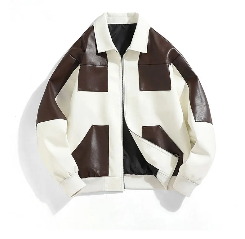 Chaqueta Cuero Hombre Motocicleta - Bomber Biker Otoño Invierno