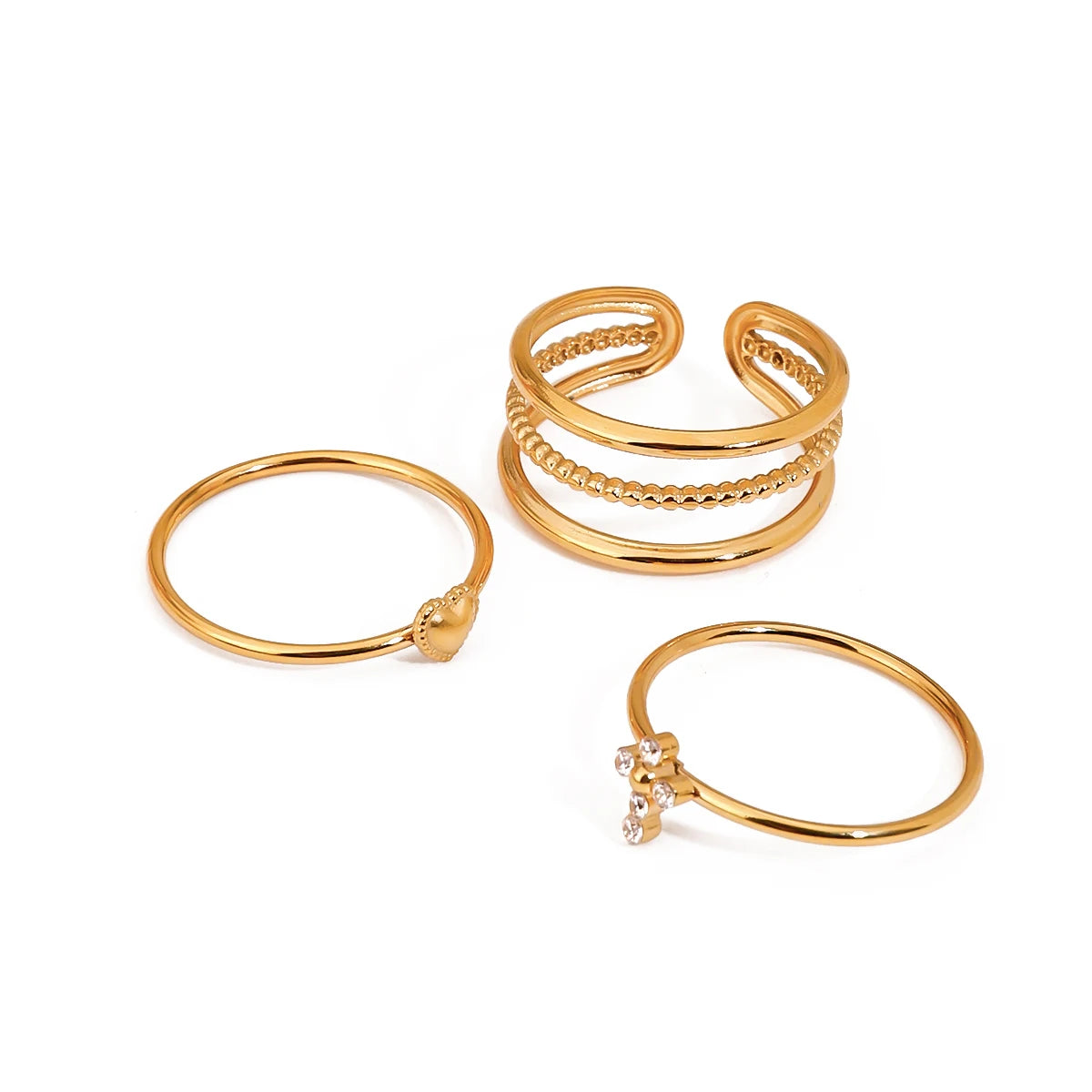 Set Anillos Apilables Personalizados - Acero Inoxidable Dorado 2025