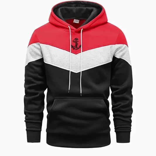 Sudadera Hombre Tricolor Hoodies Casual - Estampado Deportivo Jogging Street Tops Versátil