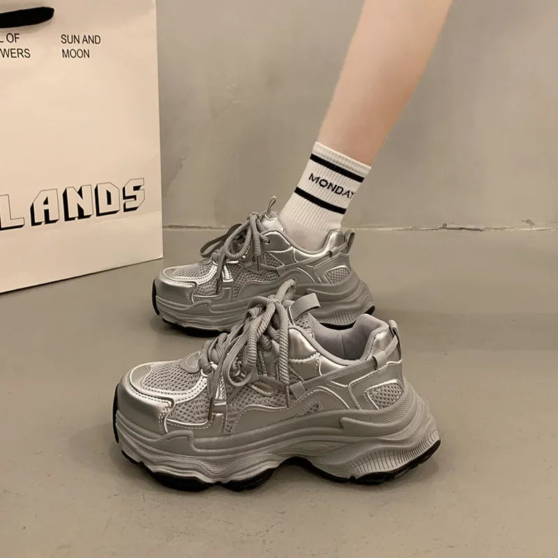 Sneakers Chunky Plataforma Mujer Primavera - Zapatillas Mesh Transpirables Antideslizantes