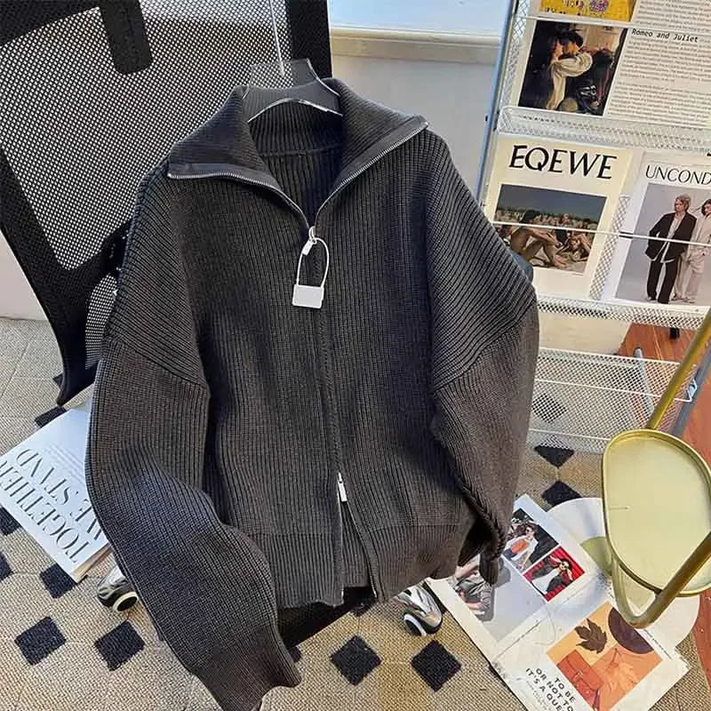 Cárdigan Hombre Punto Grueso - Chaqueta Cremallera Otoño Invierno Casual