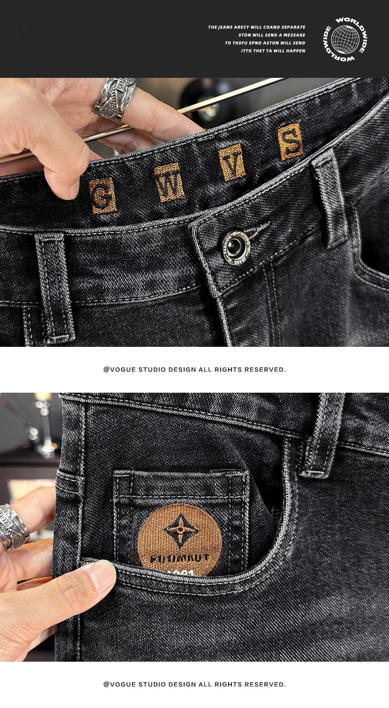 Vaqueros Hombre Otoño Invierno Coreanos - Jeans Rectos Stretch Casuales con Cinturón