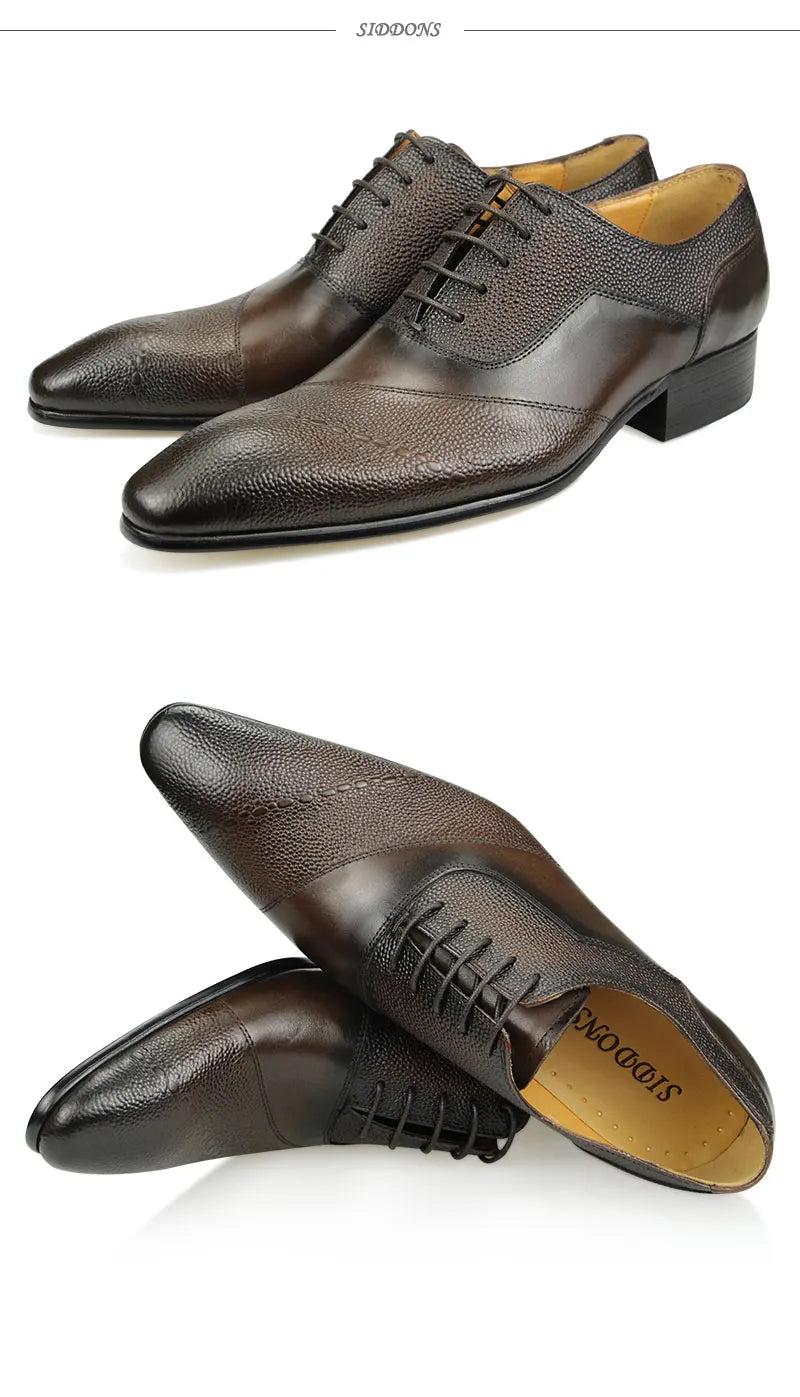 Zapatos Vestir Hombre Cuero Genuino - Oxford Formales Cap Toe Cómodos Clásicos Bota