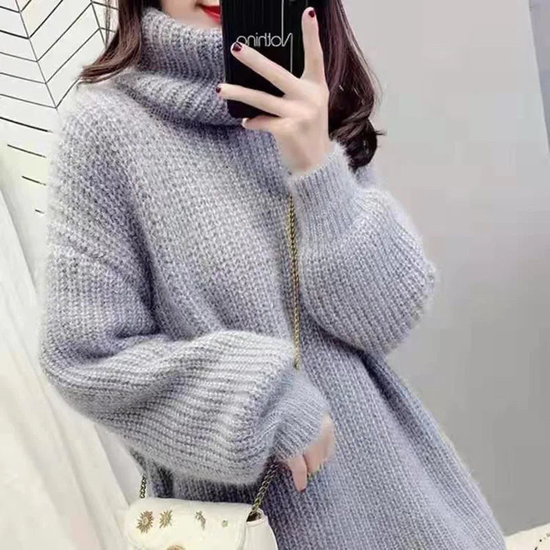 Vestido Suéter Mujer Cuello Alto - Jersey Largo Otoño Invierno
