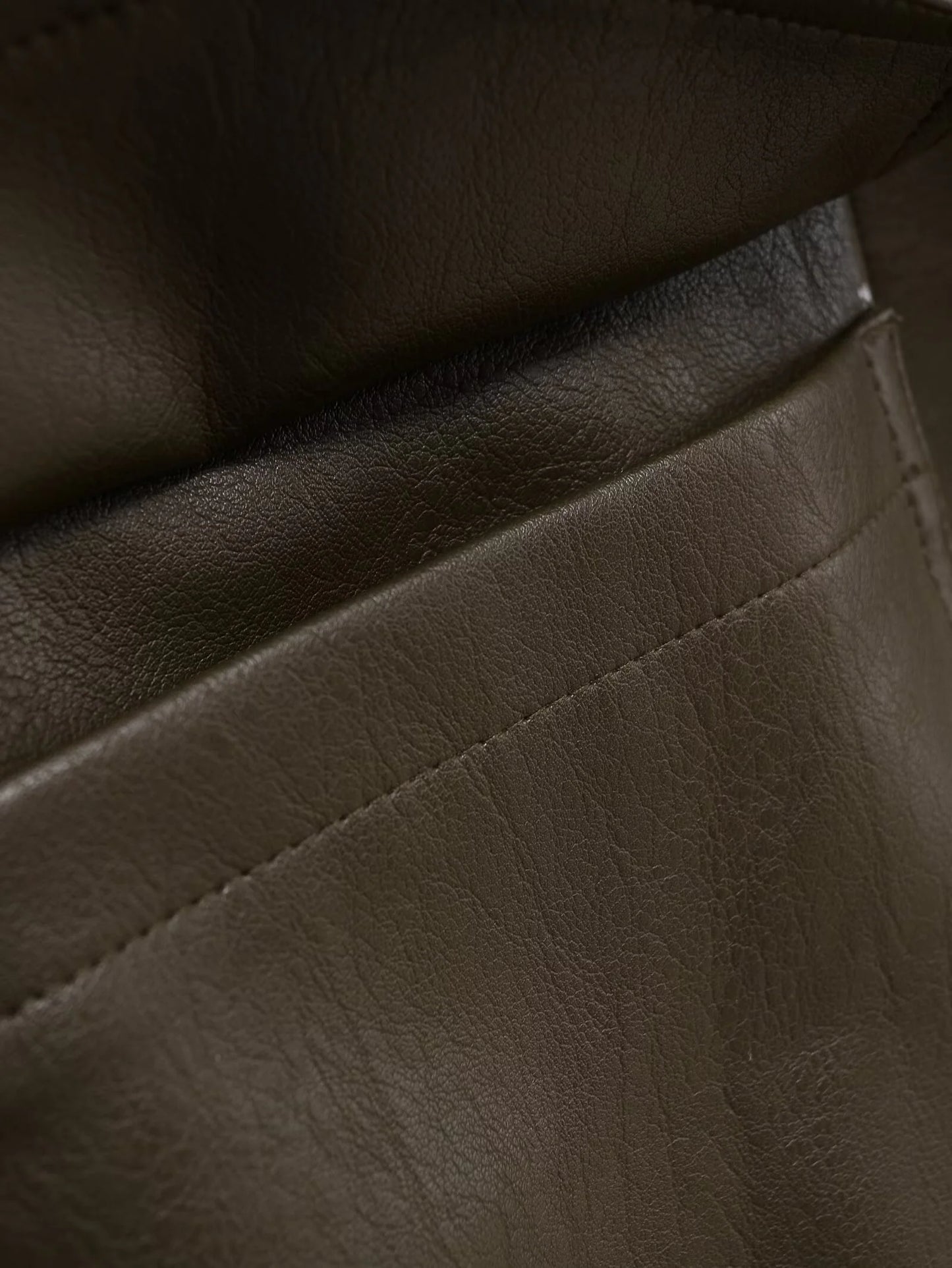 Chaqueta Cuero Mujer Retro Workwear - Chaqueta Bolsillos Cremallera 2025