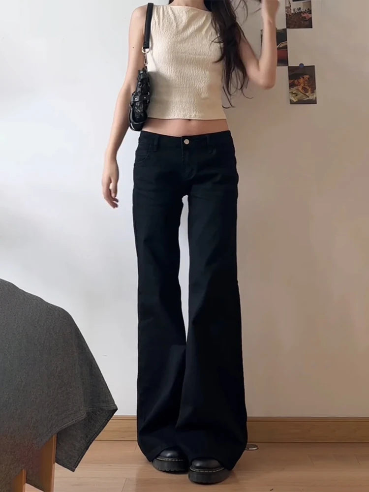 Jeans Acampanados Mujer Cintura Baja - Pantalón Retro Primavera