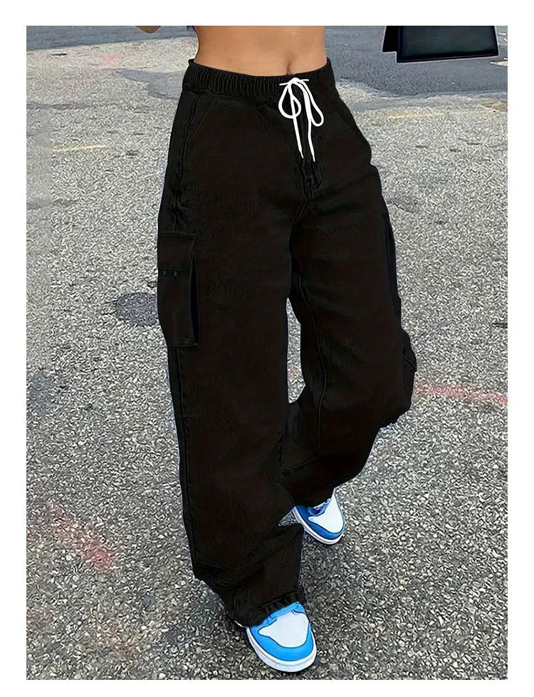 Jeans Cargo Mujer Streetwear - Pantalón Multibolsillos Vintage 2025
