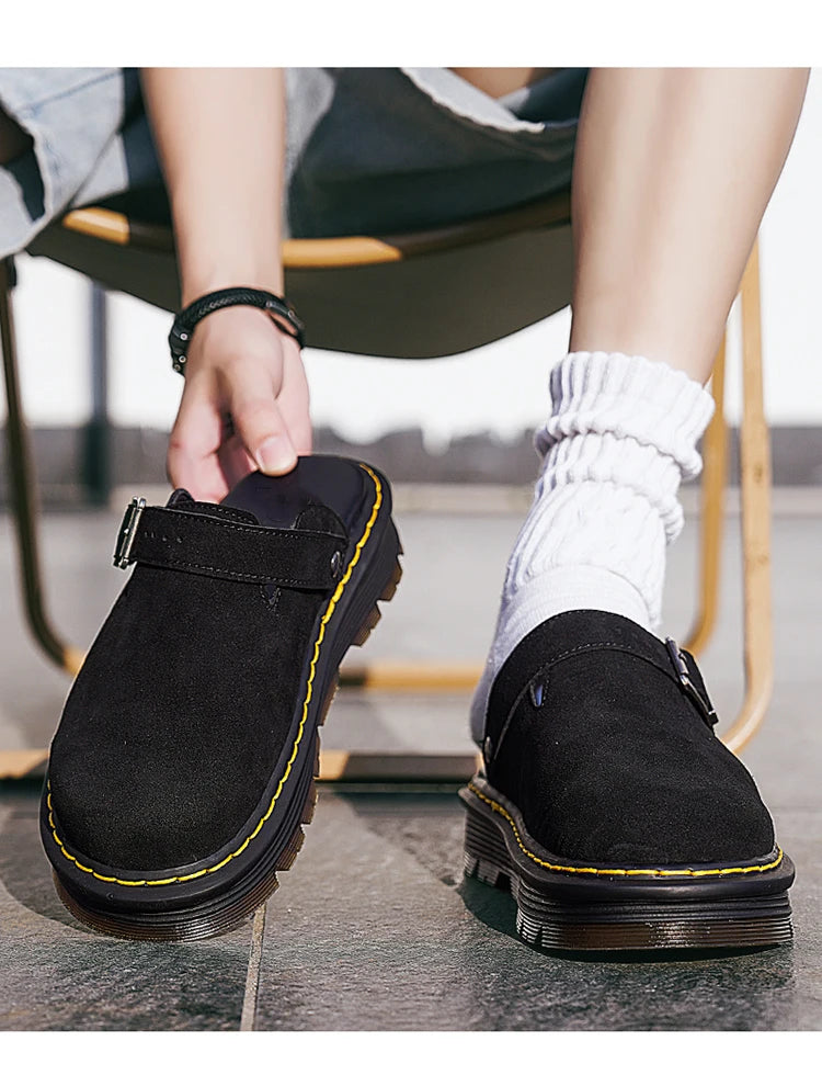 Sandalias Hombre Cuero Fashion - Casual Verano Playa Antideslizantes Zuecos Clásicos