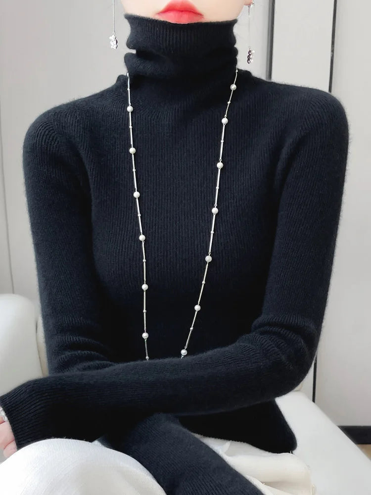 Suéter Mujer Lana Merino 100% Slim - Jersey Coreano Otoño Invierno