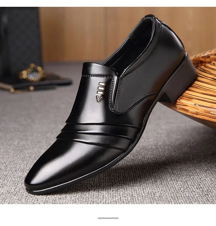 Zapatos Vestir Hombre Cuero PU Negro - Mocasines Oxford Punta Puntiaguda Boda Business