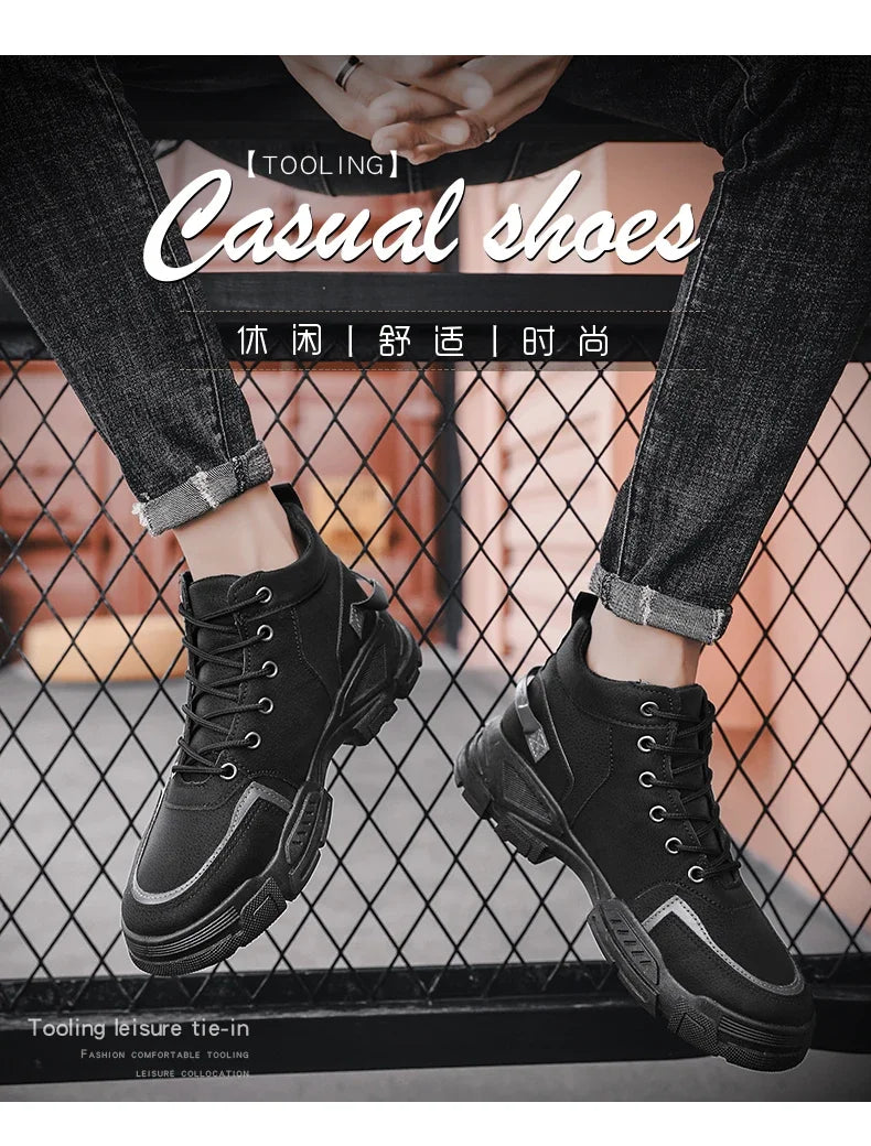 Botas Hombre Casual Suela Suave - Antideslizantes 4 Estaciones Trabajo Outdoor Estudiante Deportivas Fashion Youth Versátiles Trendy
