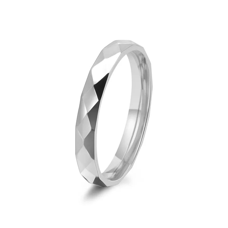 Anillo Apilable Acero Inoxidable - Multifacético Boda Mujer Talla 5-10