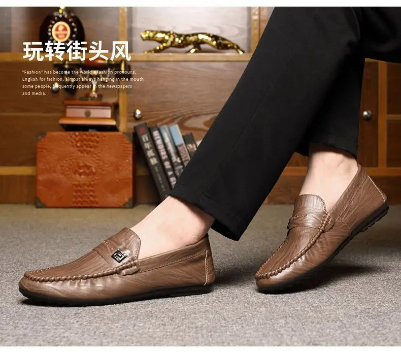 Mocasines Hombre Blancos Cuero - Vestir Casual Slip-On Primavera Otoño Designer