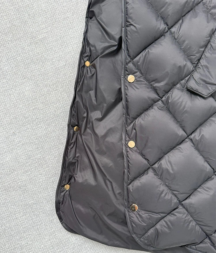 Chaleco Mujer Plumas Pato Capucha 2025 - Chaqueta Sin Mangas Irregular