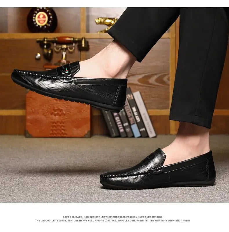 Mocasines Hombre Blancos Cuero - Vestir Casual Slip-On Primavera Otoño Designer