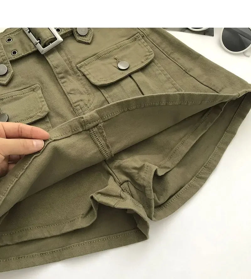 Falda Denim Mini Mujer Cargo - Falda Vaquera Bolsillos Cintura Alta 2025