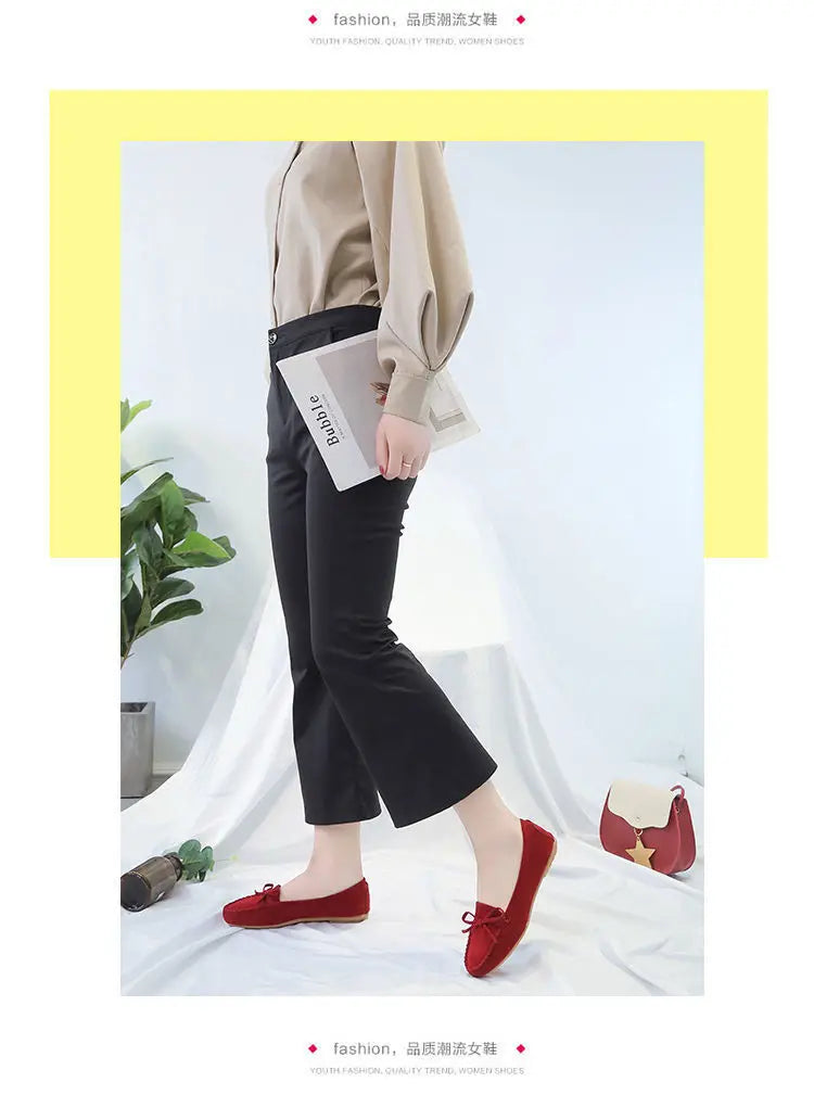 Zapatos Slip-On Mujer Ballet Flats Suede - Loafers Casual Planos Otoño Mom Shoes