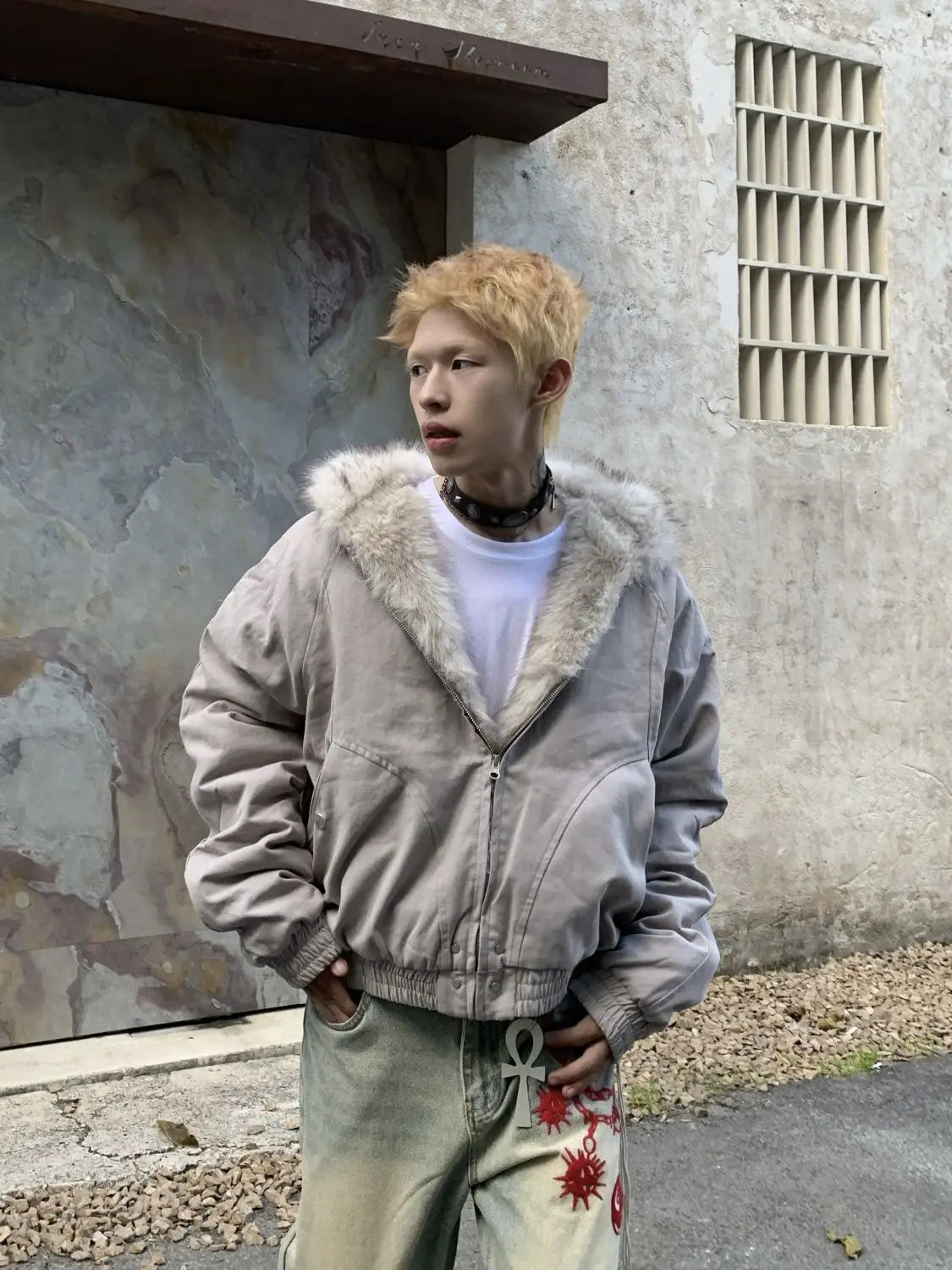 Sudadera Y2K Oversized Hombre - Hoodie Hip Hop Fox Fur Zipper Kpop