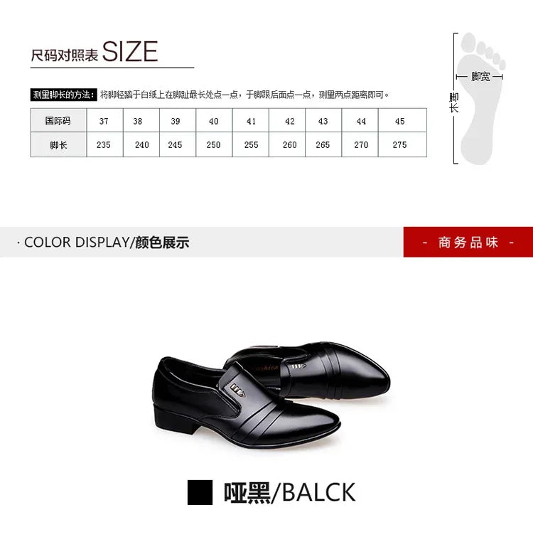 Zapatos Vestir Hombre Cuero PU Negro - Mocasines Oxford Punta Puntiaguda Boda Business