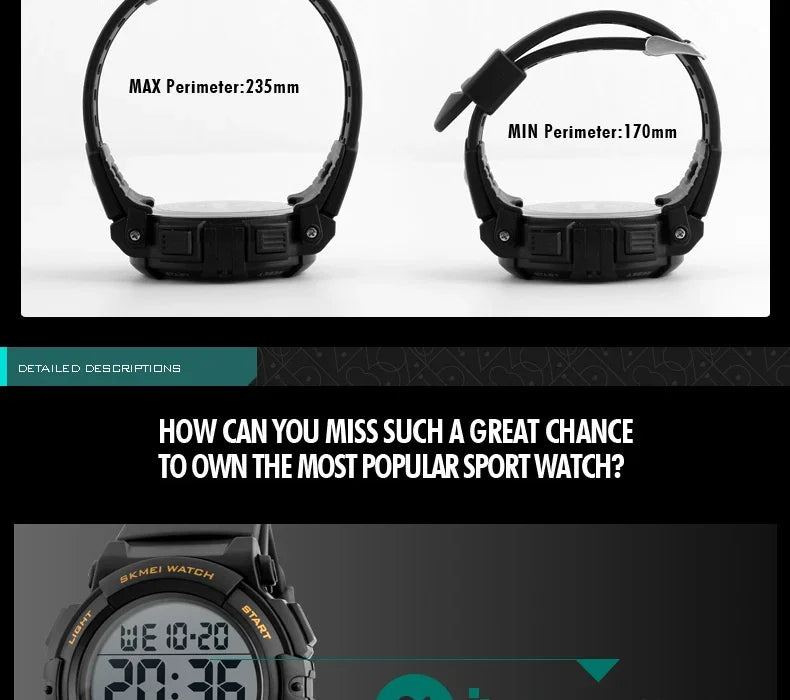 Reloj Deportivo Hombre SKMEI 1258 Digital - Multifunción Militar 5ATM Resistente al Agua Outdoor