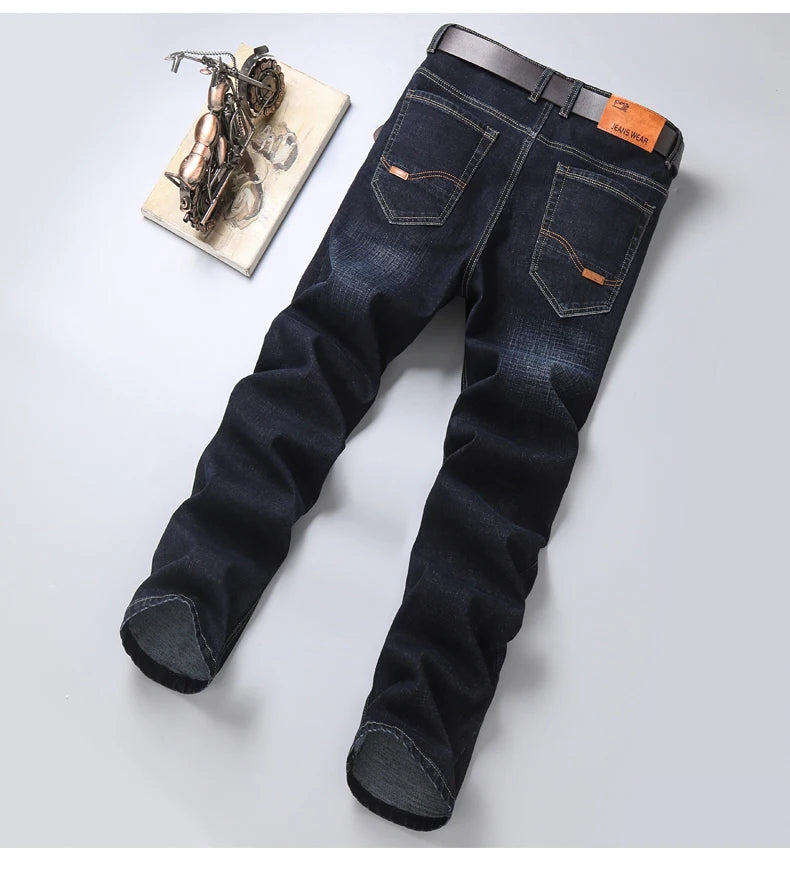 Vaqueros Hombre Business Stretch Slim - Jeans Casuales Clásicos Negro Azul