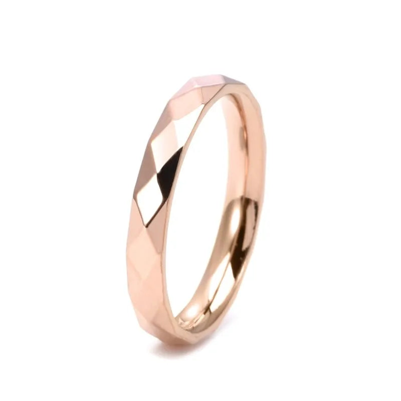 Anillo Apilable Acero Inoxidable - Multifacético Boda Mujer Talla 5-10