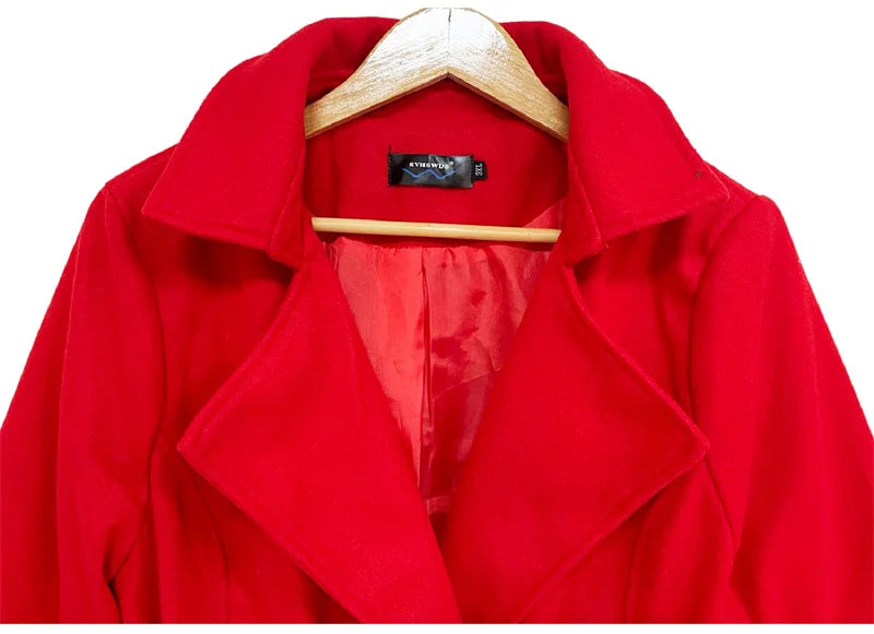 Abrigo Largo Mujer Estilo Coreano - Lana Invierno Negro