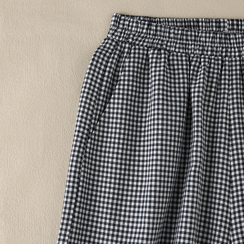 Pantalón Pierna Ancha Mujer Cuadros - Pantalón Palazzo Verano 2025