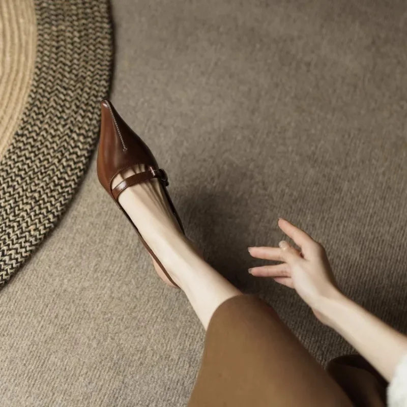 Sandalias Tacón Mujer Elegantes 2025 - Zapatos Hebilla Oficina Punta Cerrada