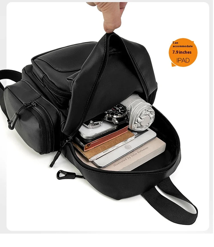 Mochila Multifuncional Hombre Multi-Bolsillos - Ligera Pecho Diagonal Crossbody Color Sólido