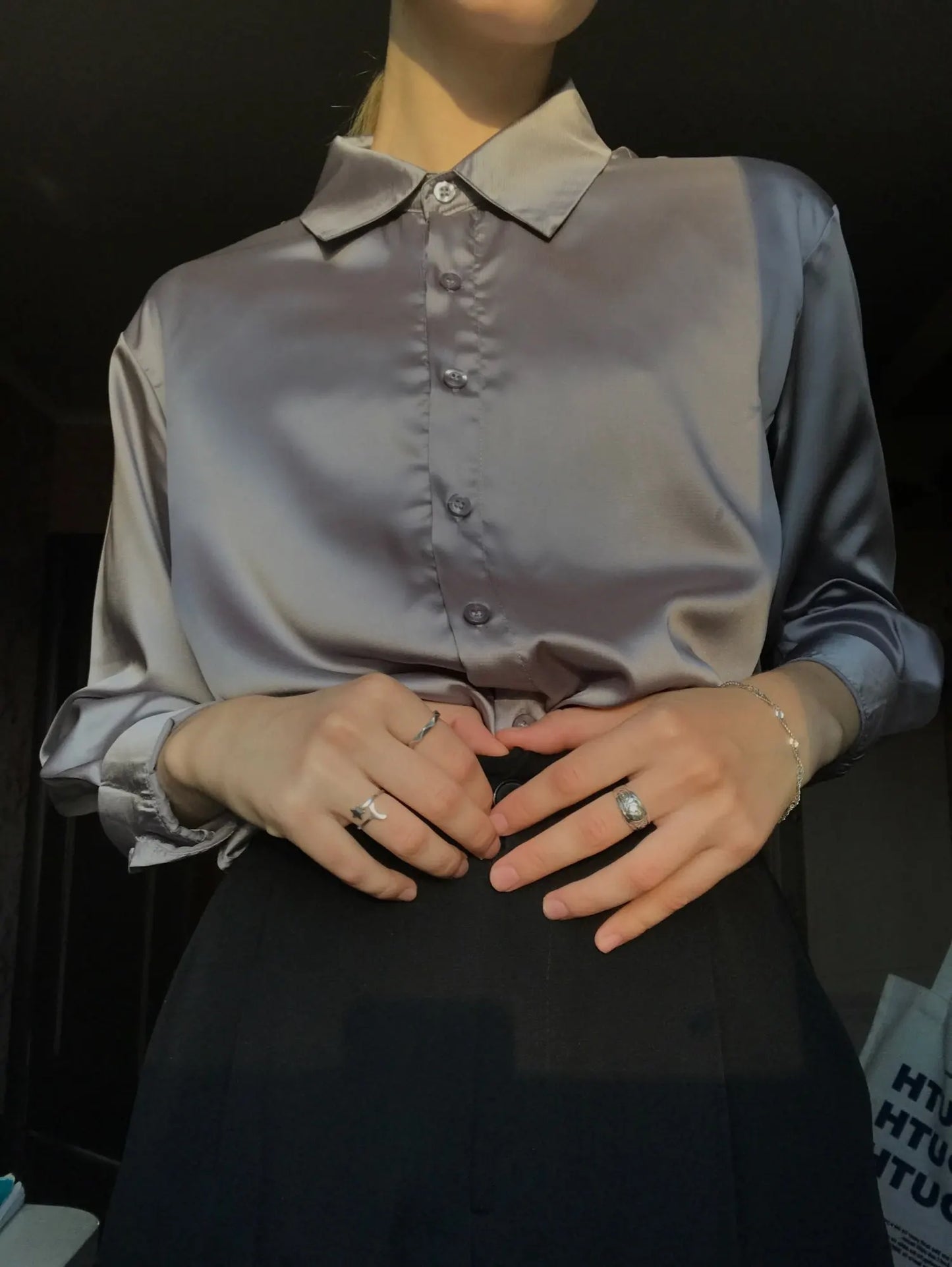 Camisa Satén Mujer Vintage - Blusa Holgada Primavera 2025