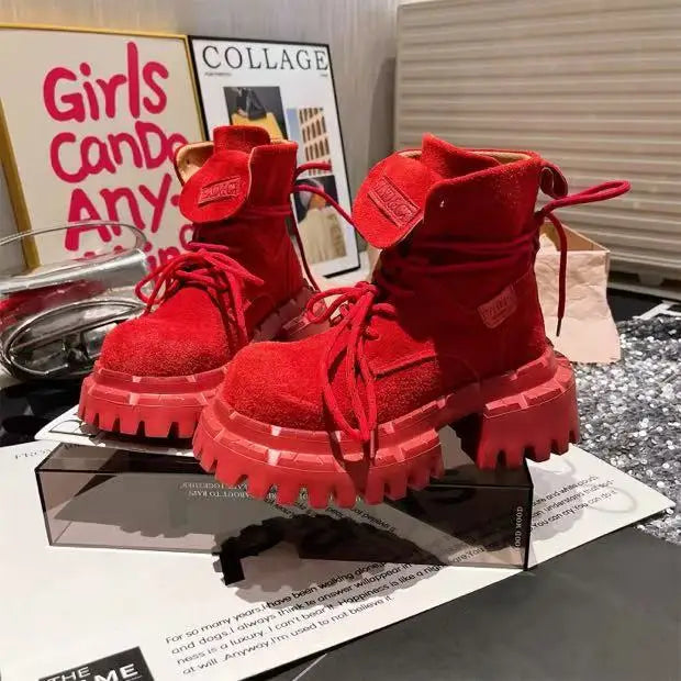 Botas Tobillo Mujer 2025 Plataforma - Chunky Ante Sneakers Deportivas Invierno