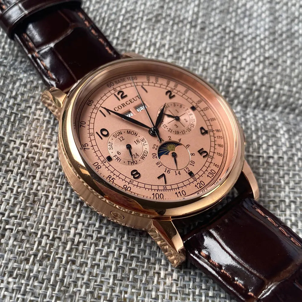 Reloj Mecánico Automático 316L Multifunción 42mm - Fecha Día Mes Año Indicador Día/Noche