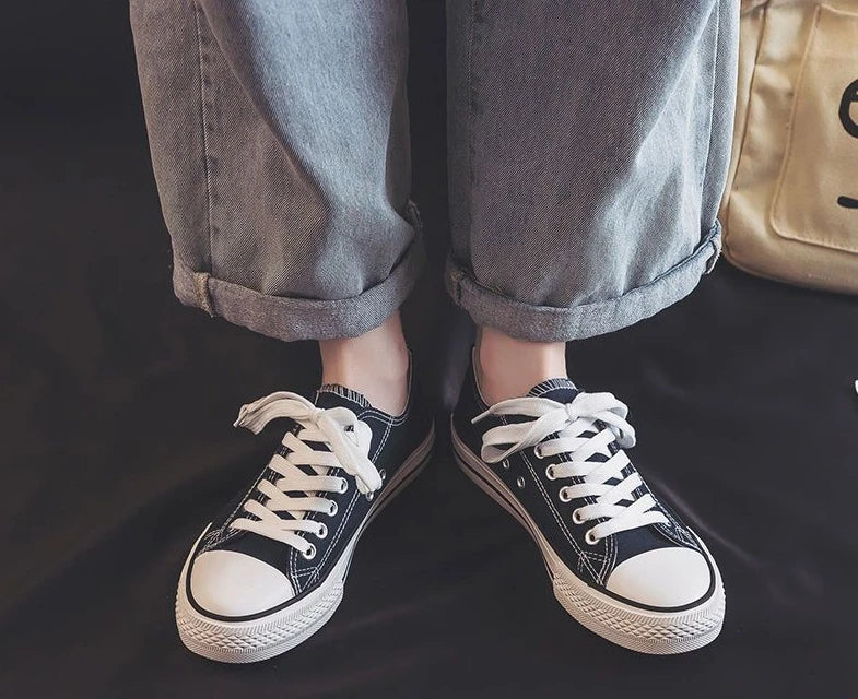 Zapatos Canvas Mujer Blancos - Zapatillas Planas Cordones Primavera 2025