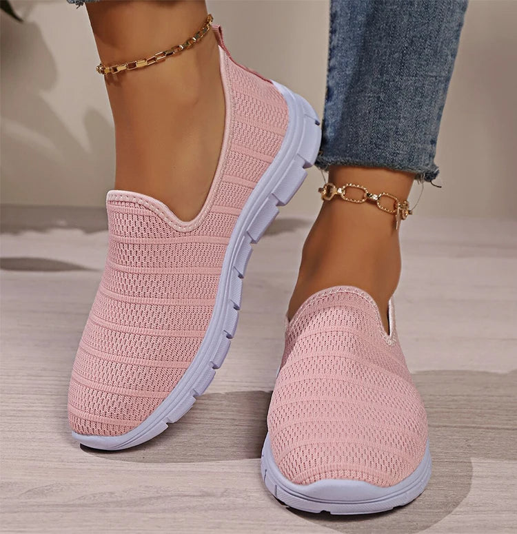 Sneakers Slip-On Mujer Blancos - Zapatillas Ligeras Sin Cordones Otoño