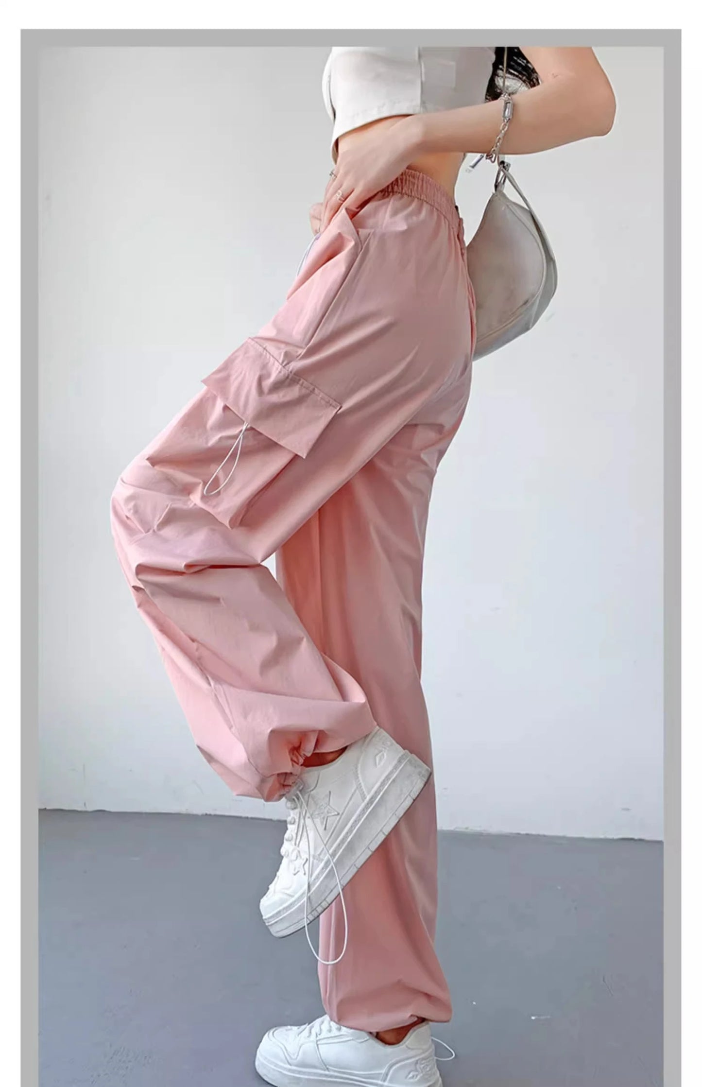 Pantalones Cargo Mujer Pierna Ancha - Cintura Alta Streetwear Holgados