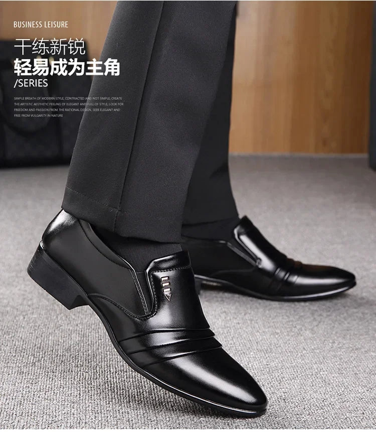 Zapatos Vestir Hombre Cuero PU Negro - Mocasines Oxford Punta Puntiaguda Boda Business