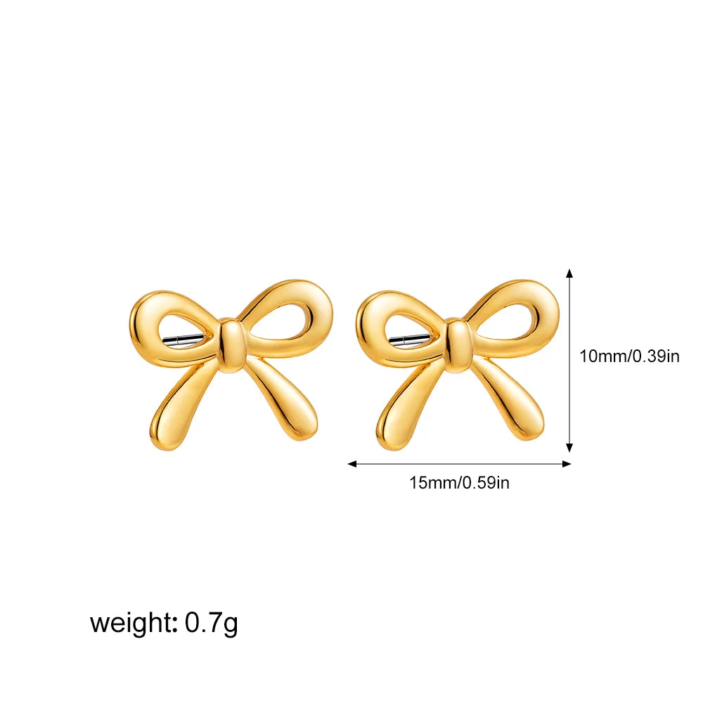 Pendientes Lazo Minimalistas - Chapado Oro Grande Mediano Pequeño Mujer