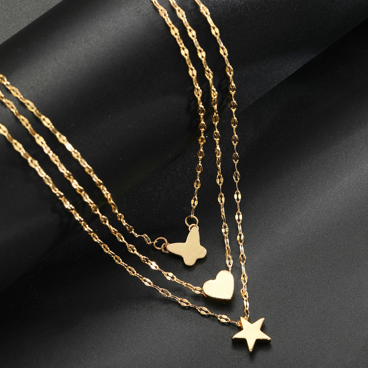 Set 3 Collares Multicapa Dorados Mujer - Choker Retro Elegante