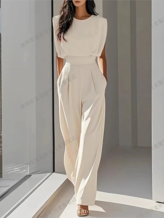 Mono Mujer Elegante Oficina Verano - Jumpsuit Cintura Alta Bolsillos