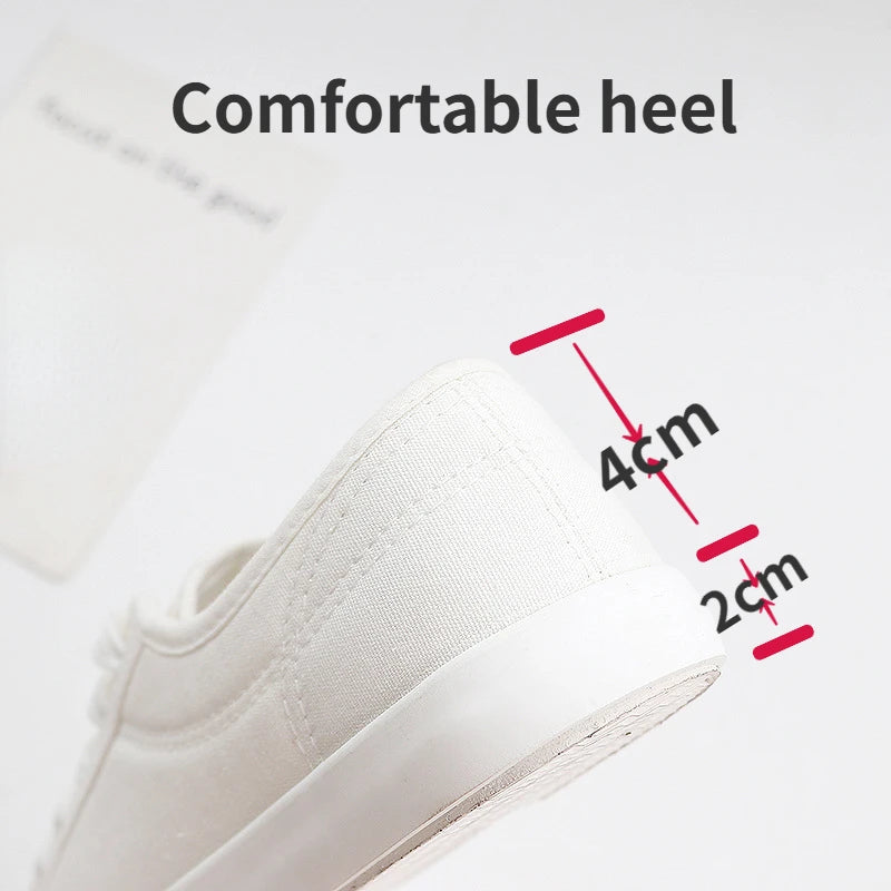 Zapatos Canvas Low Top Mujer Blancos - Zapatillas Transpirables Estudiantes Pareja