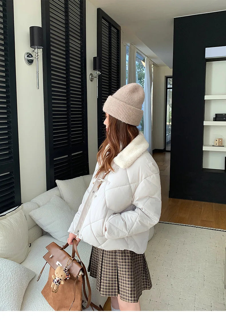 Chaqueta Algodón Mujer Tendencia - Chaqueta Estilo Chino Cuello Lana 2025