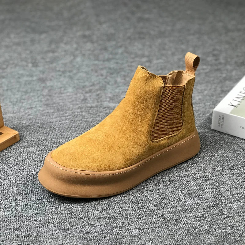 Botines Hombre Ante Suela Gruesa - Retro Otoño Invierno Cómodos Fashion Aumentan Altura Casual Jóvenes