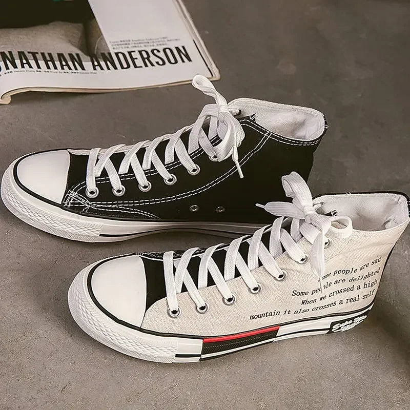 Sneakers High Top Mujer Designer - Zapatillas Canvas Plataforma Talla Grande