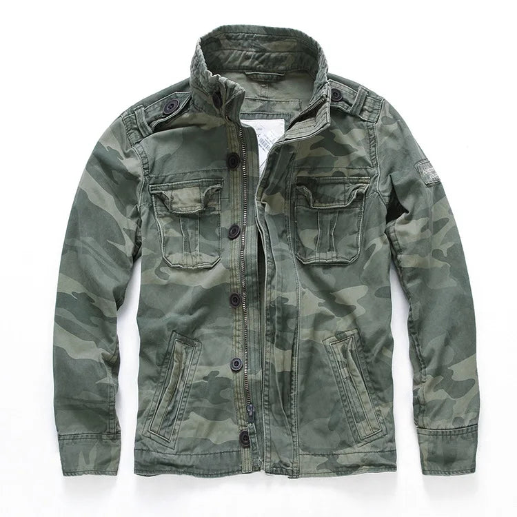 Chaqueta Hombre Denim Cargo Capucha - Multi-Bolsillos Outdoor Senderismo