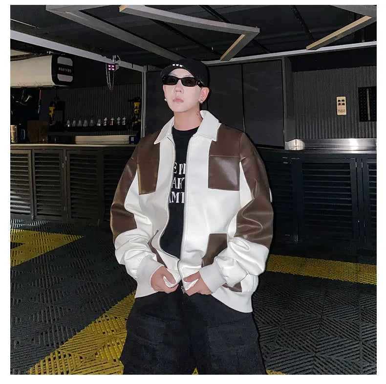 Chaqueta Cuero Hombre Motocicleta - Bomber Biker Otoño Invierno