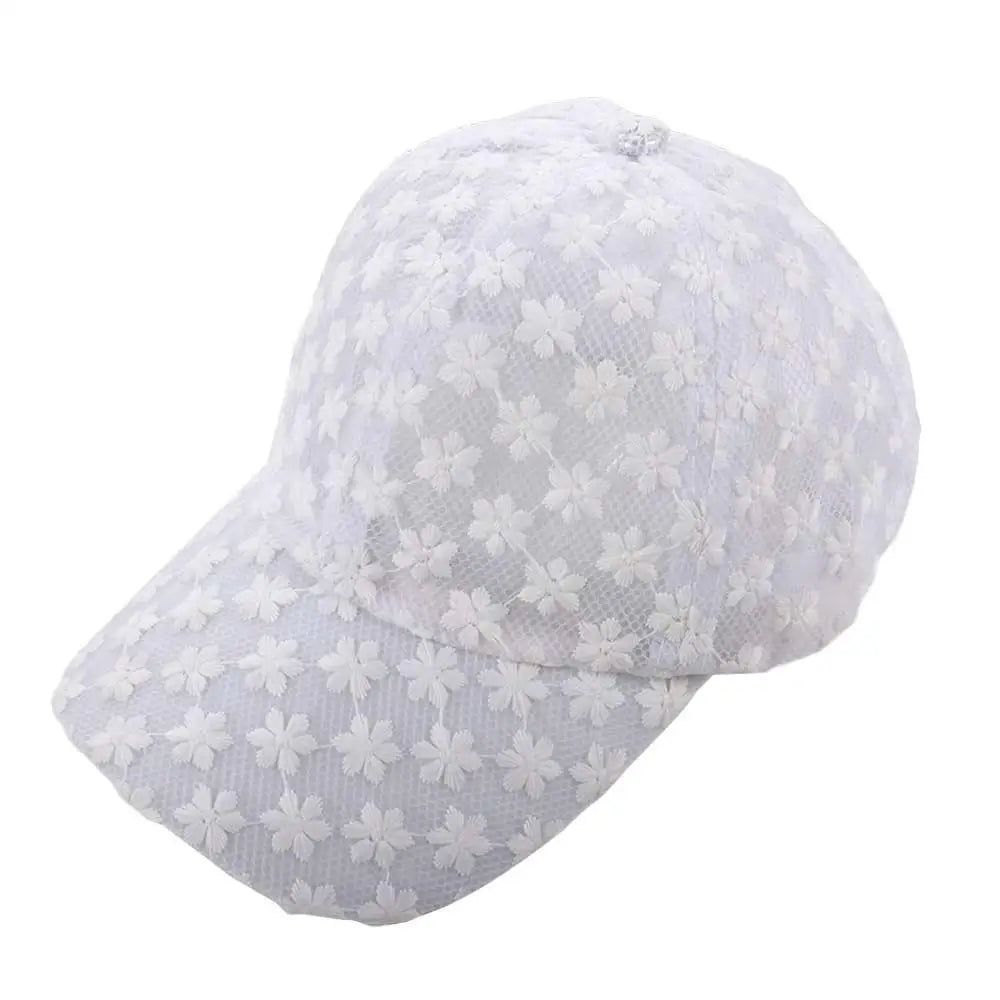 Gorra Baseball Mujer Flores - Cap Mesh Encaje Hip Hop Ajustable