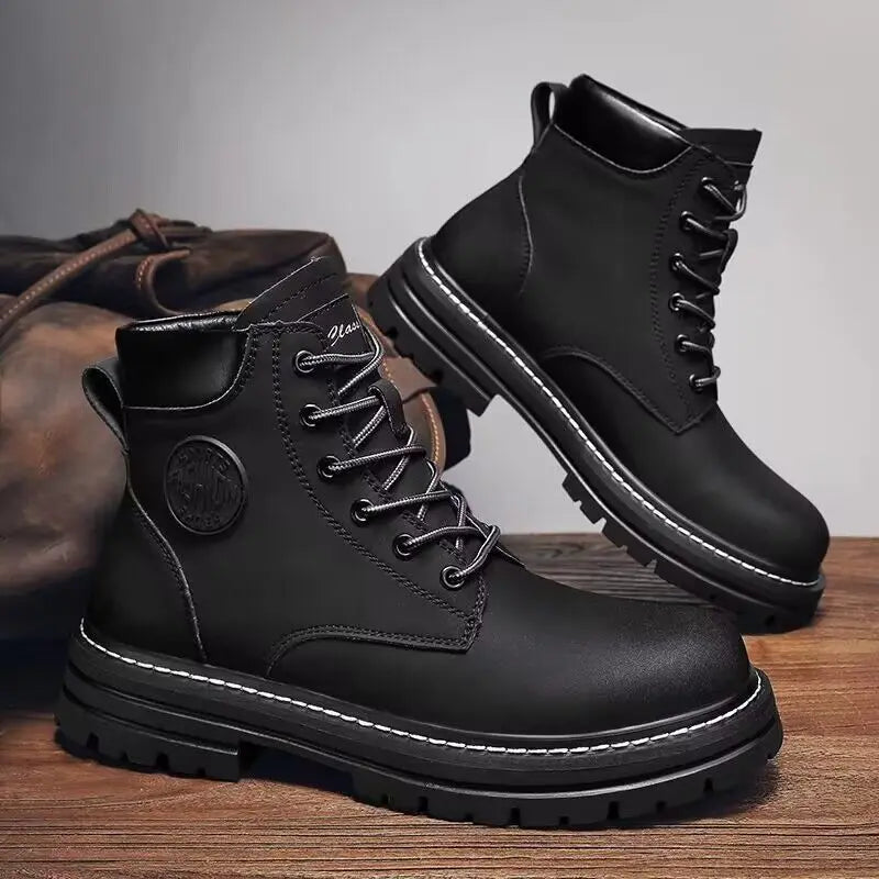 Botas Motociclista Hombre - Botines Plataforma Trabajo Invierno Senderismo